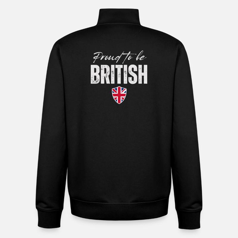 Proud British, Made in the UK - Sweat zippé unisexe en coton bio Stanley/Stella - noir