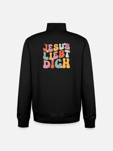 Jeesus rakastaa sinua Raamattu Jumala Kristus Uskonnollinen - Unisex vetoketjullinen collegepaita luomupuuvillasta Stanley/Stellalta - musta