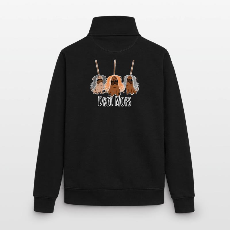 Zwei Mops - Hunde oder Putzgeräte? Hunde Humor? Unisex Organic Zip Sweatshirt von Stanley/Stella