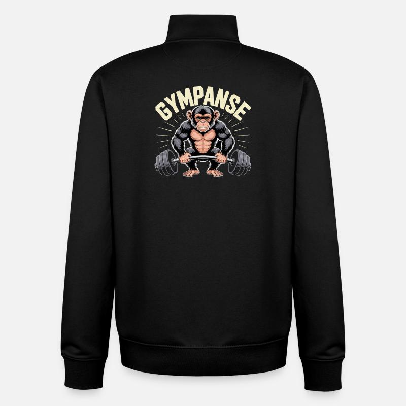 Gymchimp Strength Training Motif - Unisex Organic Zip Sweatshirt by Stanley/Stella - black