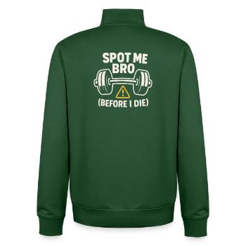 Funny Bench Press Meme Spot Me Bro Powerlifting - Unisex Organic Zip Sweatshirt by Stanley/Stella - bottle green - Back - AI Model Male 185 dark (185cm)