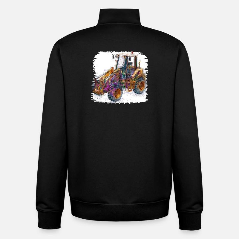 Excavatrices de construction Neon Lines - Sweat zippé unisexe en coton bio Stanley/Stella - noir