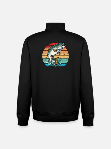 Salmon Fishing Atlantic Salmon Fishing Angler - Unisex Organic Zip Sweatshirt by Stanley/Stella - black