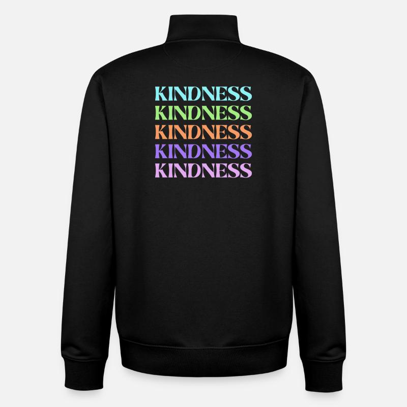 Kindness Rainbow Stacked Text - Unisex Organic Zip Sweatshirt by Stanley/Stella - black