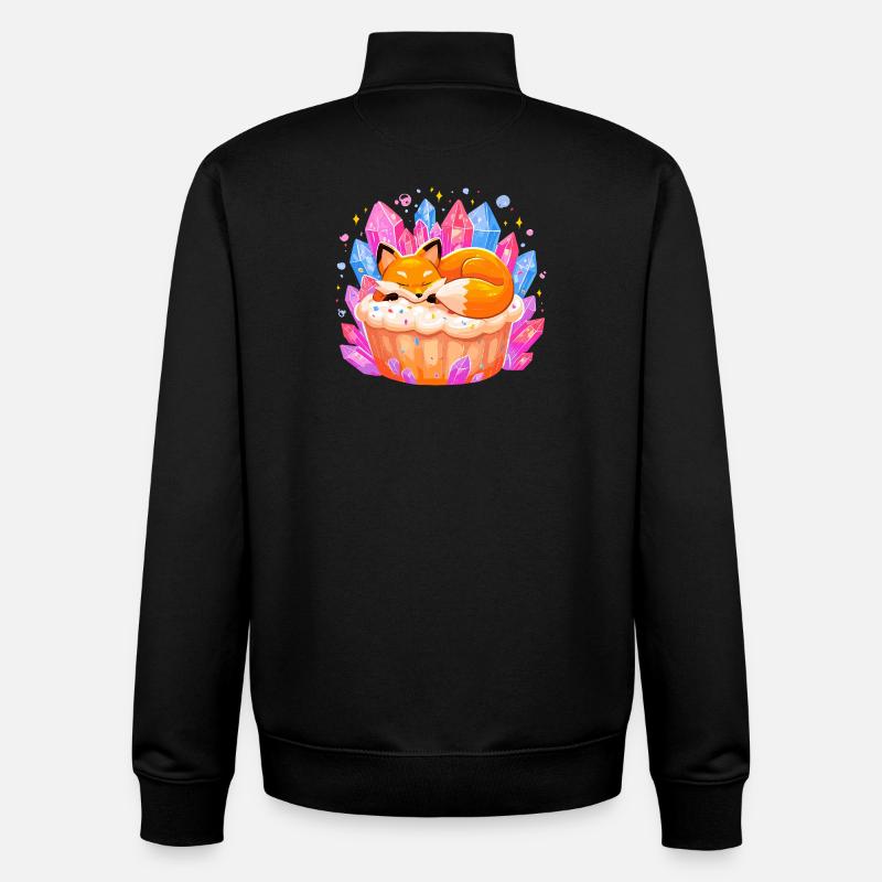 Sleeping fox in crystal cupcake - Unisex Organic Zip Sweatshirt by Stanley/Stella - black