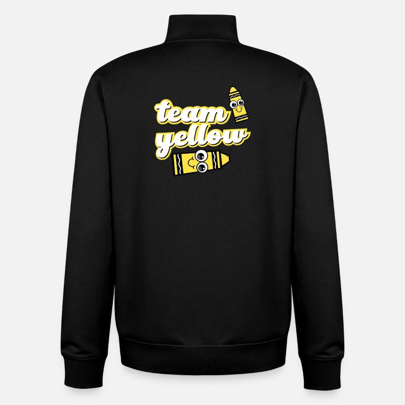 Team Yellow Crayons with Face - Unisex Organic Zip Sweatshirt by Stanley/Stella - black