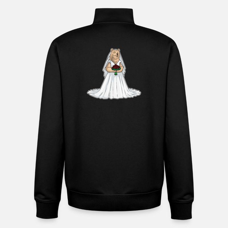 Bear Bridal Rose Wedding - Unisex Organic Zip Sweatshirt by Stanley/Stella - black