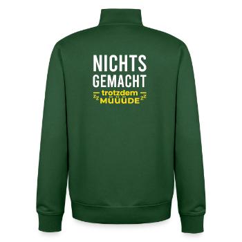 Nothing done but tired - Unisex Organic Zip Sweatshirt by Stanley/Stella - bottle green - Back - AI Model Male 185 dark (185cm)
