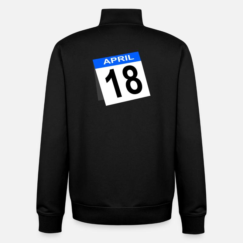 Calendrier du 18e anniversaire d’avril - Sweat zippé unisexe en coton bio Stanley/Stella - noir