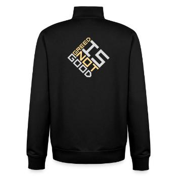 La cupidité n’est pas une bonne déclaration anticapitaliste Protestation - Sweat zippé unisexe en coton bio Stanley/Stella - noir - Dos - AI Model Male 185 light (185cm)