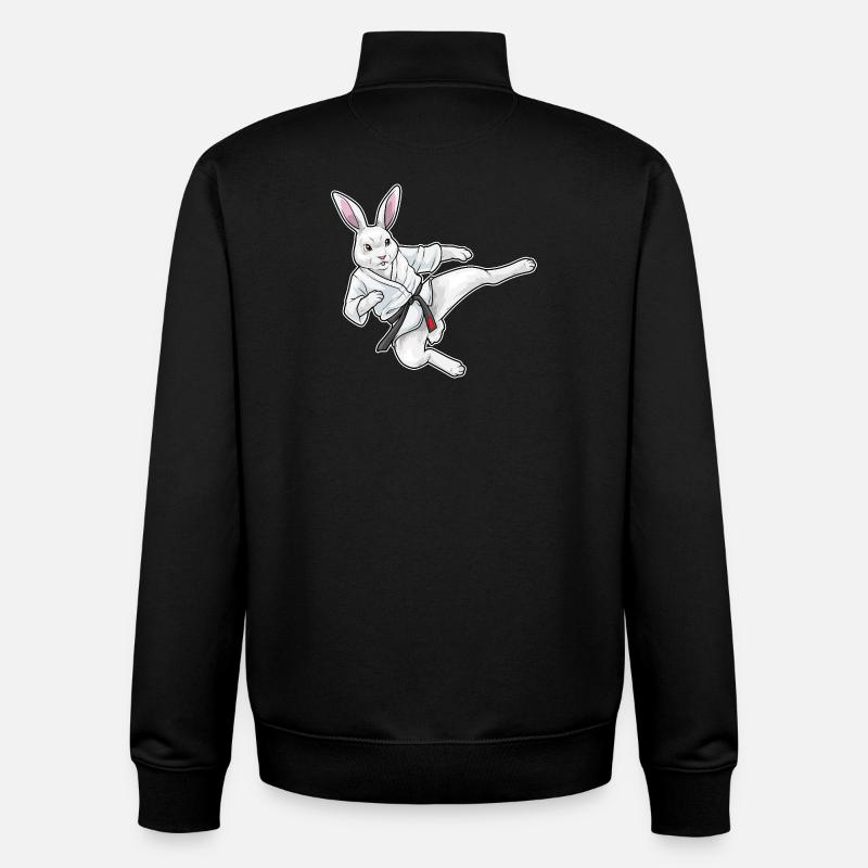 Karate Lapin Arts Martiaux - Sweat zippé unisexe en coton bio Stanley/Stella - noir