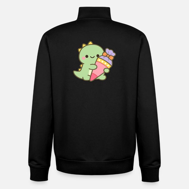 Schulkind Dino Einschulung Geschenk - Unisex Organic Zip Sweatshirt von Stanley/Stella - Schwarz