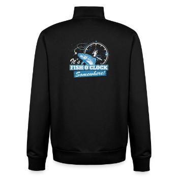 Drôle de dicto de pêche - Accro à l’humour de pêche - Sweat zippé unisexe en coton bio Stanley/Stella - noir - Dos - AI Model Male 185 light (185cm)