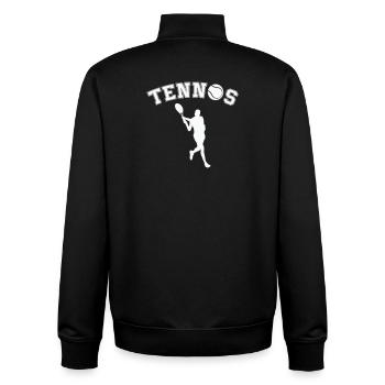 Tennis Silhouette with Ball - Retro Font - Unisex Organic Zip Sweatshirt by Stanley/Stella - black - Back - AI Model Male 185 light (185cm)