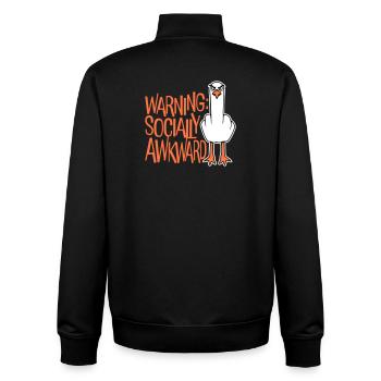 Warning Socially Awkward Seagull Middle Finger Naughty - Unisex Organic Zip Sweatshirt by Stanley/Stella - black - Back - AI Model Male 185 light (185cm)