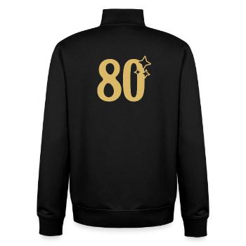 80th Birthday 80th Anniversary Gold Star - Unisex Organic Zip Sweatshirt by Stanley/Stella - black - Back - AI Model Male 185 light (185cm)