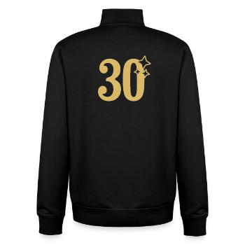 30e anniversaire Étoile d’or du 30e anniversaire - Sweat zippé unisexe en coton bio Stanley/Stella - noir - Dos - AI Model Male 185 light (185cm)