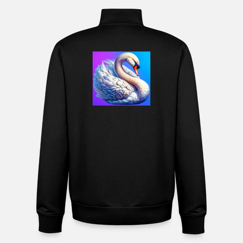 cygne - Sweat zippé unisexe en coton bio Stanley/Stella - noir