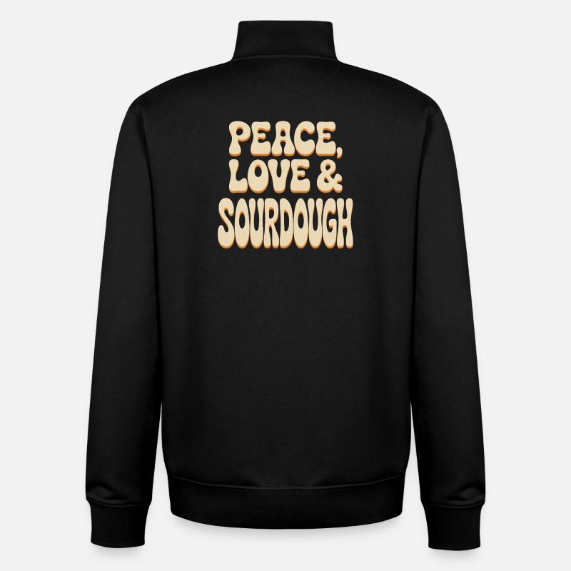Frieden, Liebe und Sauerteig - Unisex Organic Zip Sweatshirt von Stanley/Stella - Schwarz