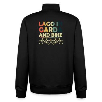Gardasse and bike - Unisex Organic Zip Sweatshirt by Stanley/Stella - black - Back - AI Model Male 185 light (185cm)