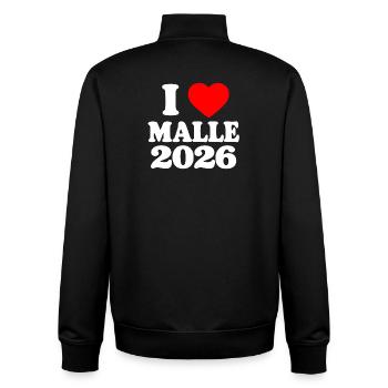 I love Malle 2026 - Unisex Organic Zip Sweatshirt von Stanley/Stella - Schwarz - Hinten - AI Model Male 185 light (185cm)