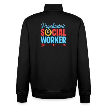 Travail social psychiatrique Quota pour travailleurs sociaux - Sweat zippé unisexe en coton bio Stanley/Stella - noir - Dos - AI Model Male 185 light (185cm)