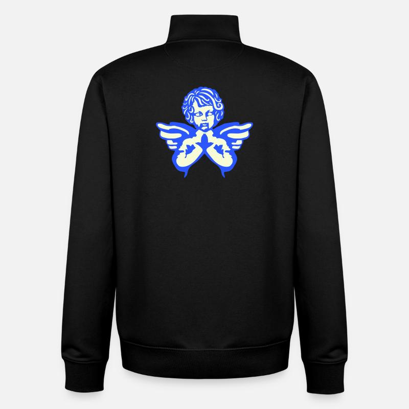 Ailes de figurine d’ange - Sweat zippé unisexe en coton bio Stanley/Stella - noir