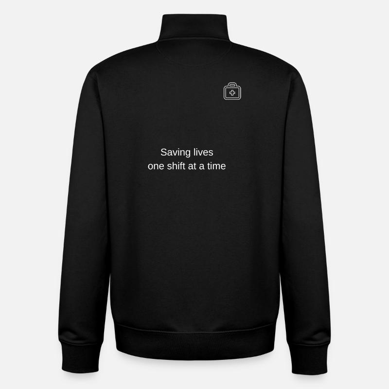 Saving lives every shift - Unisex Organic Zip Sweatshirt by Stanley/Stella - black