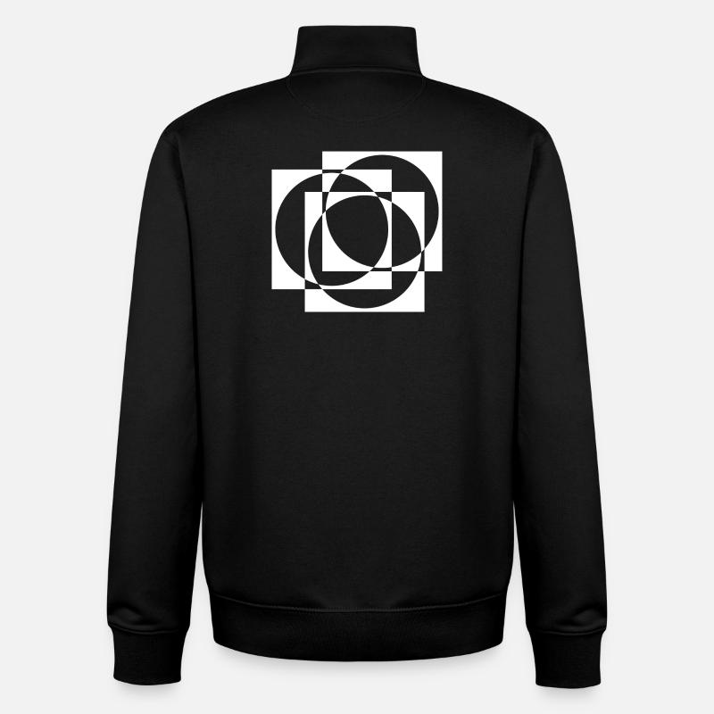 Superposent des cercles et carrés géométriques - Sweat zippé unisexe en coton bio Stanley/Stella - noir