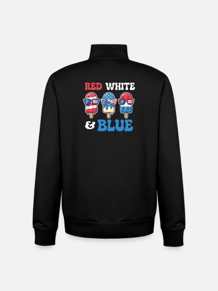 Red White Blue Patriotic Fourth July - Unisex Organic Zip Sweatshirt by Stanley/Stella - black