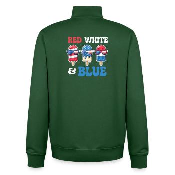 Rot, Weiß, Blau, Patriotischer Vierter Juli - Unisex Organic Zip Sweatshirt von Stanley/Stella - Flaschengrün - Hinten - AI Model Male 185 dark (185cm)