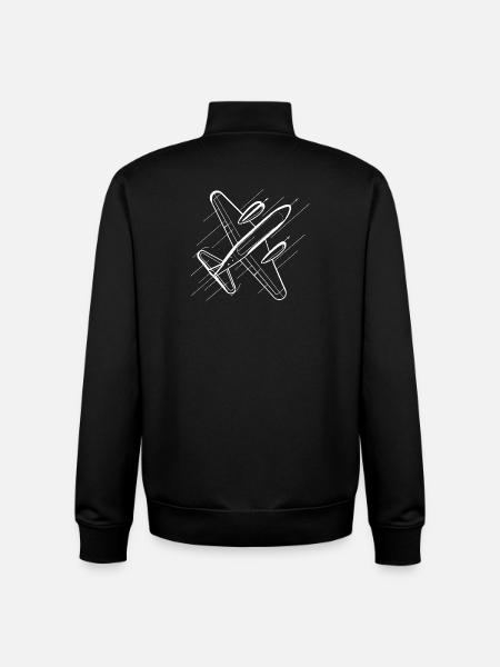 Flugzeug Line Art - Unisex Organic Zip Sweatshirt von Stanley/Stella - Schwarz