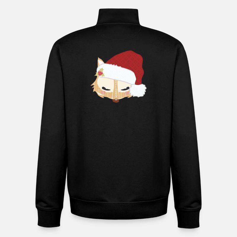 Fox head with santa hat - Unisex Organic Zip Sweatshirt by Stanley/Stella - black
