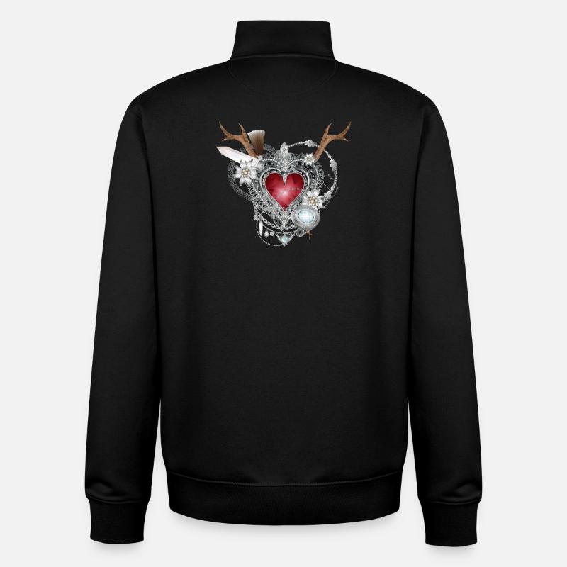 Extravaganter bayerischer Trachtenschmuck - Unisex Organic Zip Sweatshirt von Stanley/Stella - Schwarz