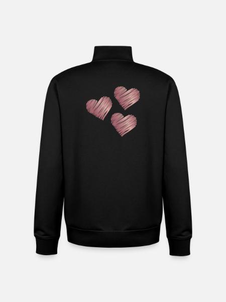 Rose Gold Heart Brushstrokes - Unisex Organic Zip Sweatshirt by Stanley/Stella - black
