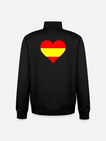 Heart Spain National Colours - Unisex Organic Zip Sweatshirt by Stanley/Stella - black
