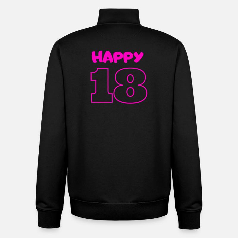 18 Anniversaire Rose - Sweat zippé unisexe en coton bio Stanley/Stella - noir