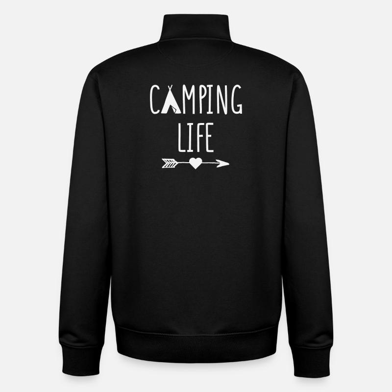 La vie en camping - Sweat zippé unisexe en coton bio Stanley/Stella - noir