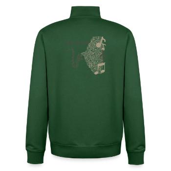 Conception de saxophone musical en notes - Sweat zippé unisexe en coton bio Stanley/Stella - vert bouteille - Dos - AI Model Male 185 dark (185cm)
