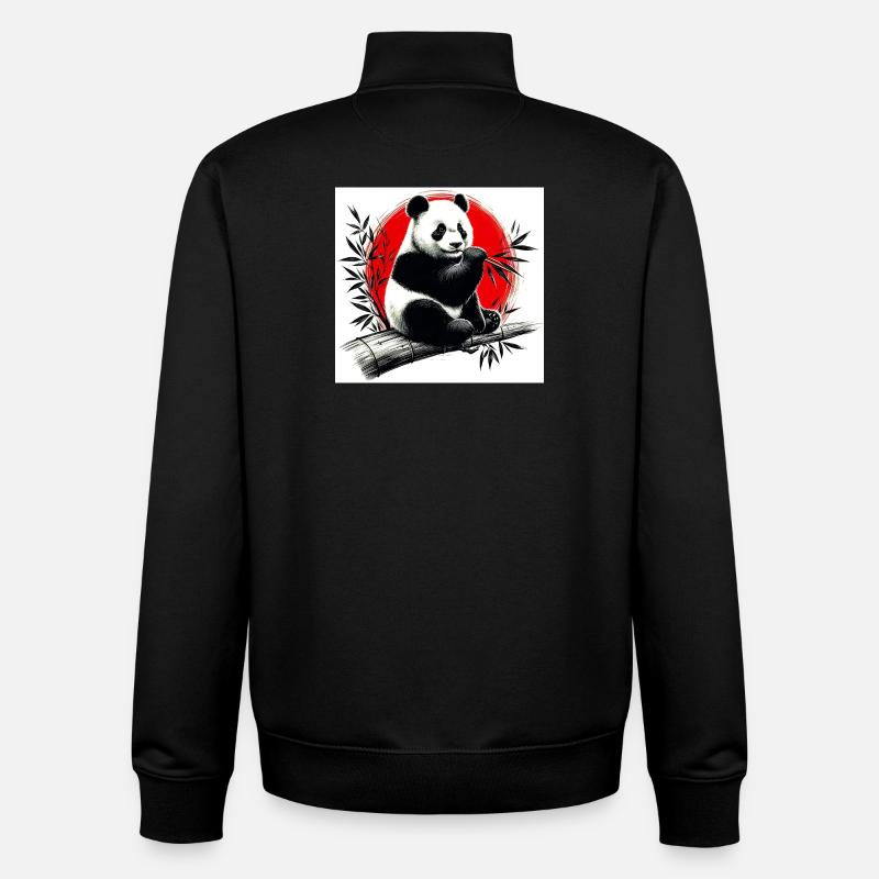 Panda - Sweat zippé unisexe en coton bio Stanley/Stella - noir