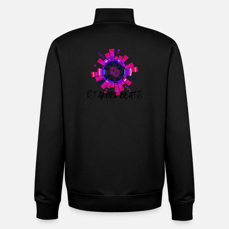 Disco Neon DJ Circle Design - Unisex Organic Zip Sweatshirt by Stanley/Stella - black