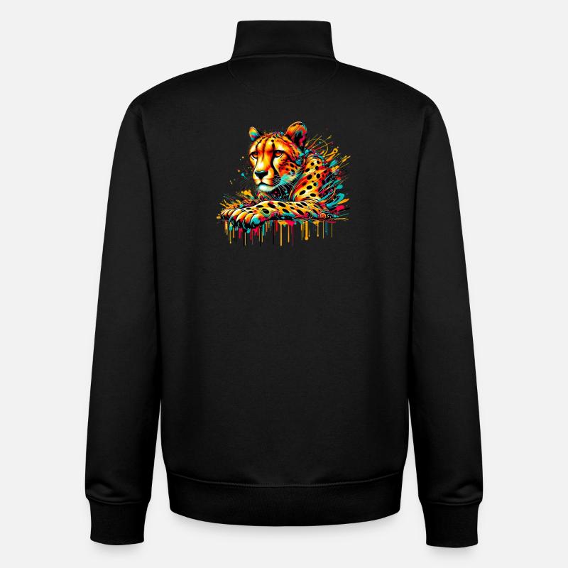 Guépard - Sweat zippé unisexe en coton bio Stanley/Stella - noir