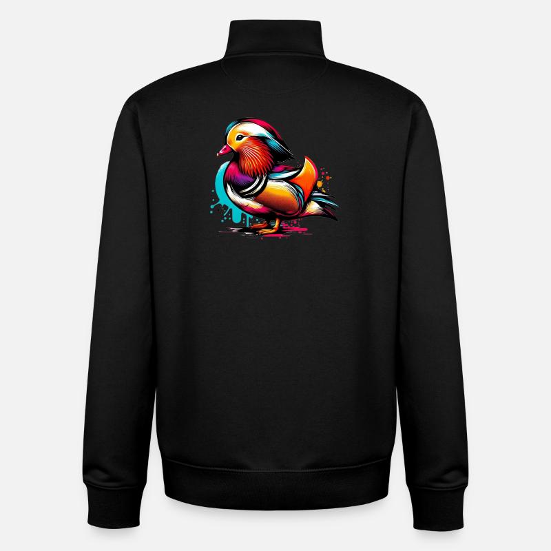 Canard mandarin - Sweat zippé unisexe en coton bio Stanley/Stella - noir