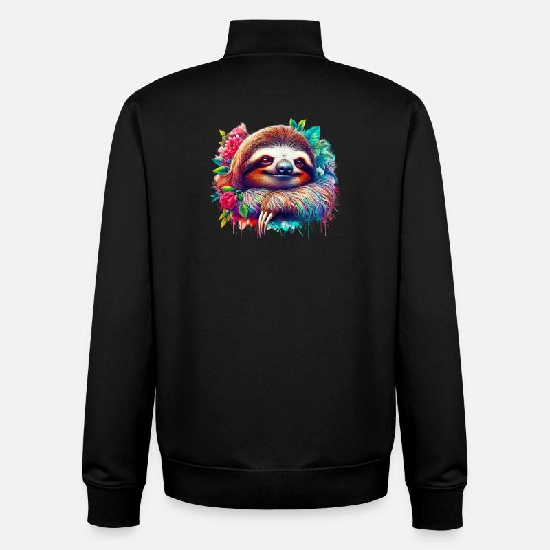 Sloth - Unisex Organic Zip Sweatshirt by Stanley/Stella - black