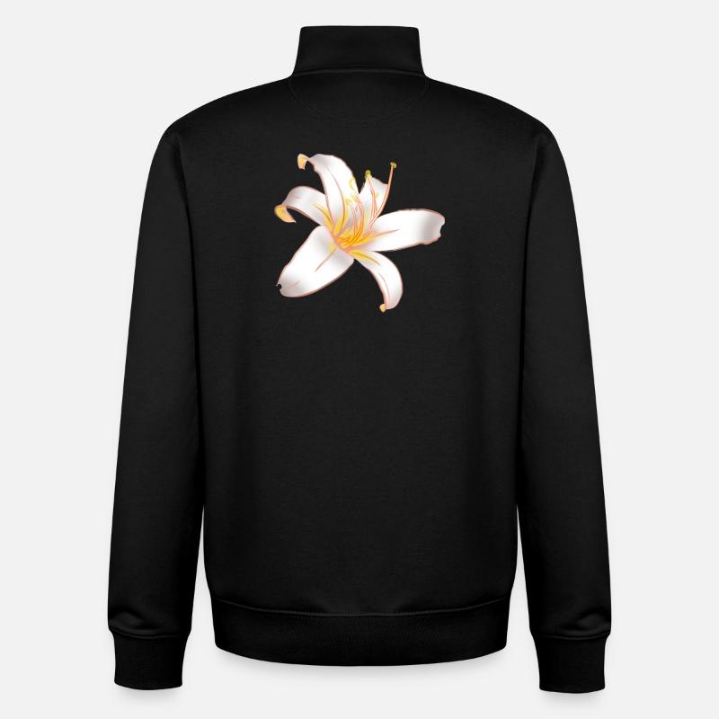 WHITE LILY - Unisex Organic Zip Sweatshirt by Stanley/Stella - black