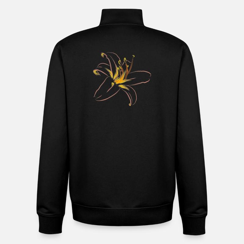 LIGHT PINK LILY - Unisex Organic Zip Sweatshirt by Stanley/Stella - black