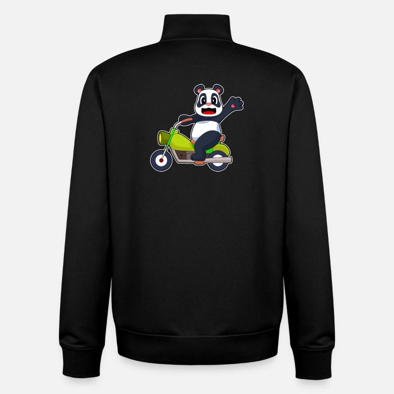 Panda Motorrad - Unisex Organic Zip Sweatshirt von Stanley/Stella - Schwarz