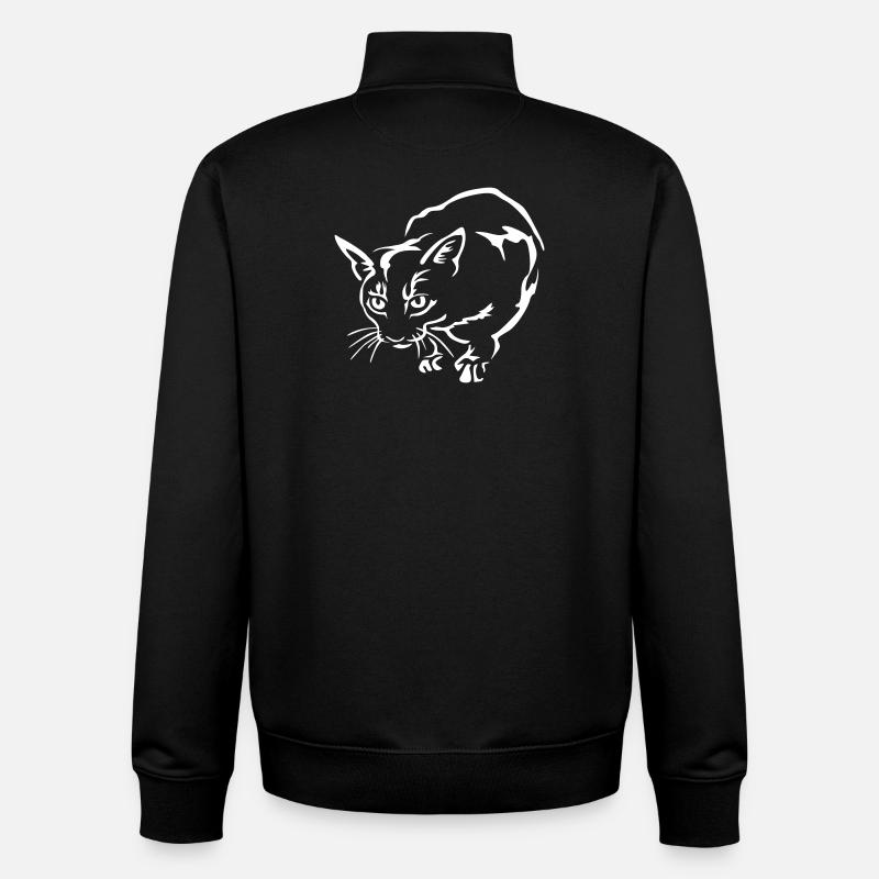 Chat Abyssiner « Édition Noire » - Sweat zippé unisexe en coton bio Stanley/Stella - noir