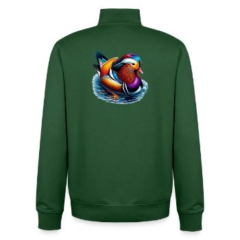 Mandarin duck - Unisex Organic Zip Sweatshirt by Stanley/Stella - bottle green - Back - AI Model Male 185 dark (185cm)