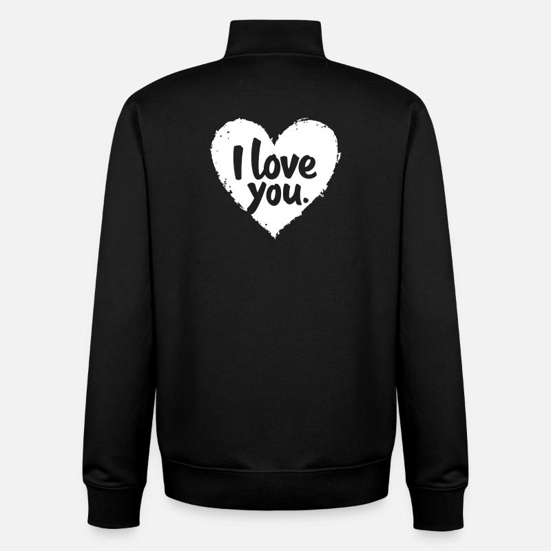 Ich liebe dich, Weiß - Unisex Organic Zip Sweatshirt von Stanley/Stella - Schwarz